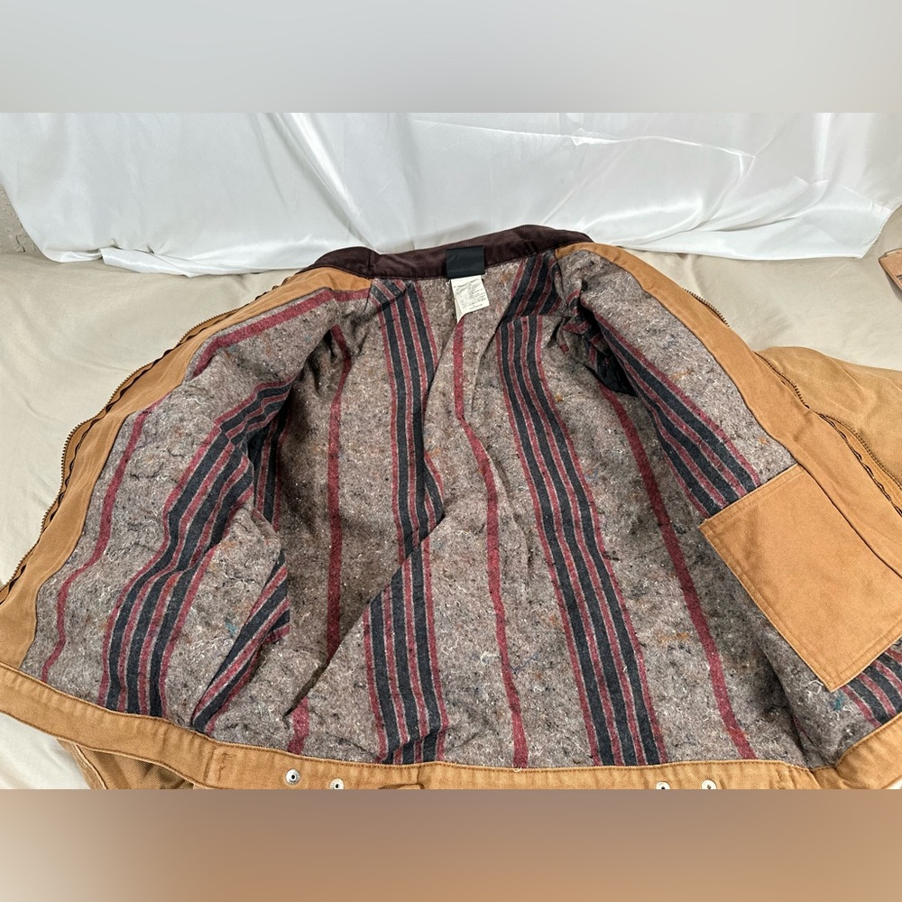 Dickies Detroit Full Zip Blanket Lined Workwear Large Cropped Tan Jacket Flawed - Picture 9 of 15